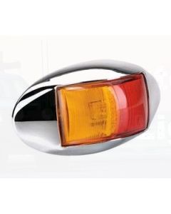 Narva 91404CBL 10-33 Volt L.E.D Side Marker Lamp (Red / Amber) with Oval Chrome Deflector Base and 0.5m Cable (Blister Pack)