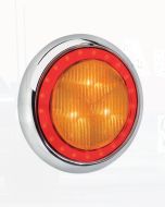 Narva 94340C 9-33 Volt L.E.D Rear Direction Indicator Lamp (Amber) with Red L.E.D Tail Ring, 0.5m Hard-Wired Sheathed Cable and 150mm Contoured Chrome Base