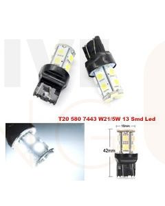 LED T20 Wedge Globe W21/5W 7443 13xSMD 5050 LED's 12VDC